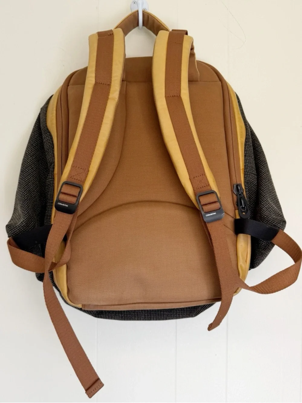 Côte et Ciel Canvas Backpack in Charcoal and Mustard